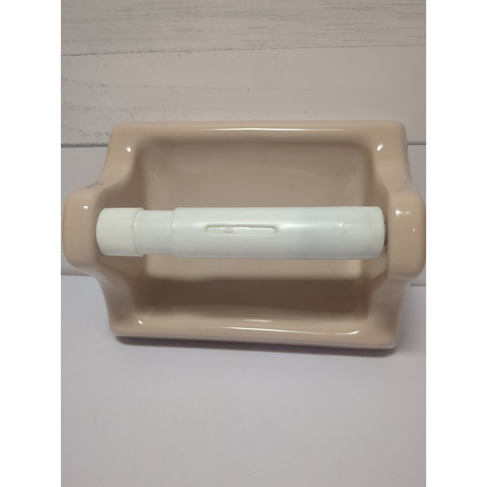 Olmos New Fawn Beige Ceramic In Wall Toilet Paper Holder Retro